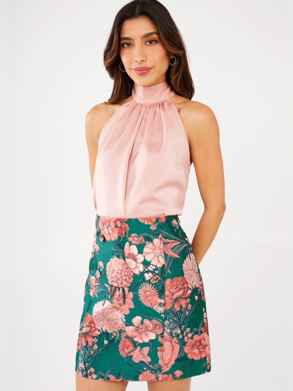 Abbey Glass Kennedy Set of 2 pcs Jacket & Skirt Forest Mum Jacquard Plus Size 2X - Picture 6 of 9